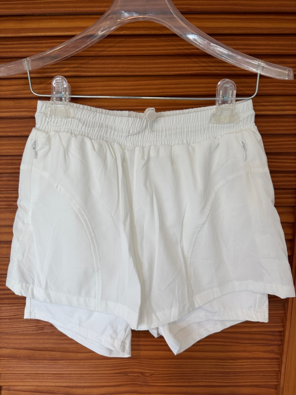 PINSPARK Women's White Athletic Layered Shorts